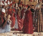 CARPACCIO, Vittore The Pilgrims Meet the Pope (detail) painting